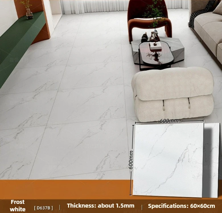 60x60cm 1.5mm PVC Flooring Mat – Self-Adhesive Waterproof Wearproof for Bathroom Toilet Floor Home Renovator Easy Install